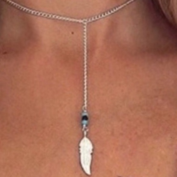 Feather With Beads Necklace - Picture 2 of 4